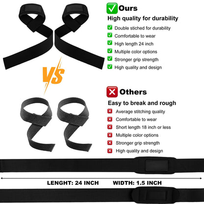 Weight Lifting Wrist Straps for Bodybuilding Powerlifting Strength Training Deadlifts Lifting Straps Padded Neoprene Gym Straps